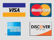 Visa Mastercard American Express and Discover accepted